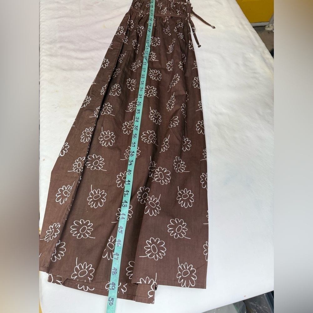 FAITHFUL the BRAND Chocolate brown MARTA daisy print deep V Midi Dress size 8 - Picture 13 of 14